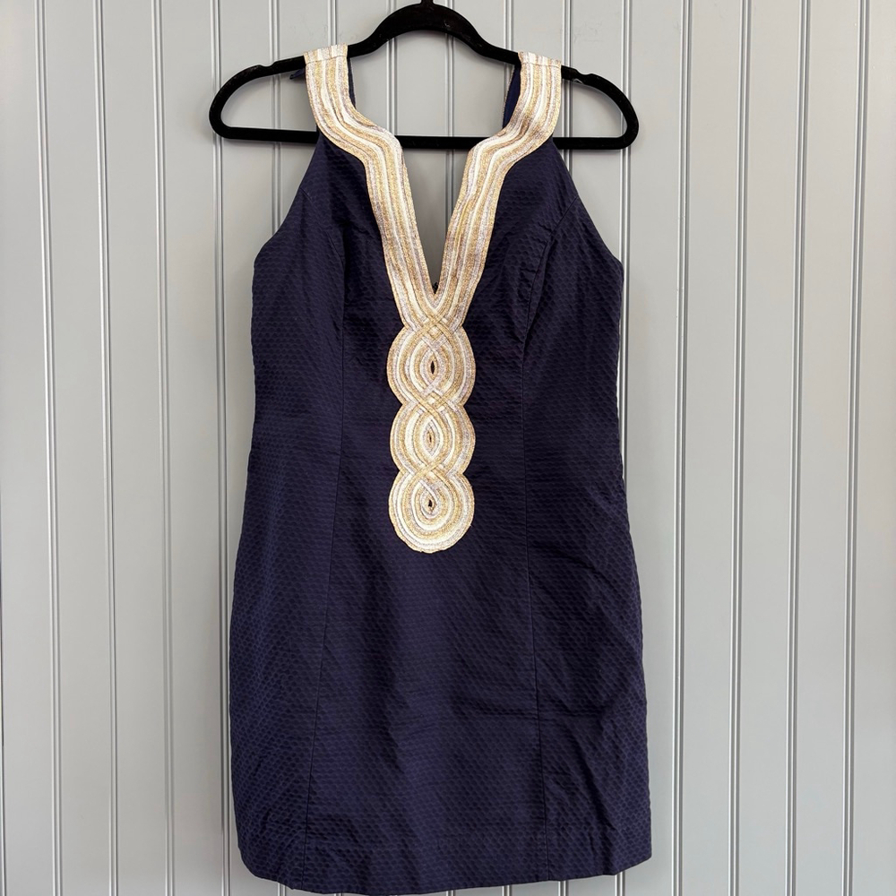 Lilly Pulitzer Navy Gold Mini Dress Size 8